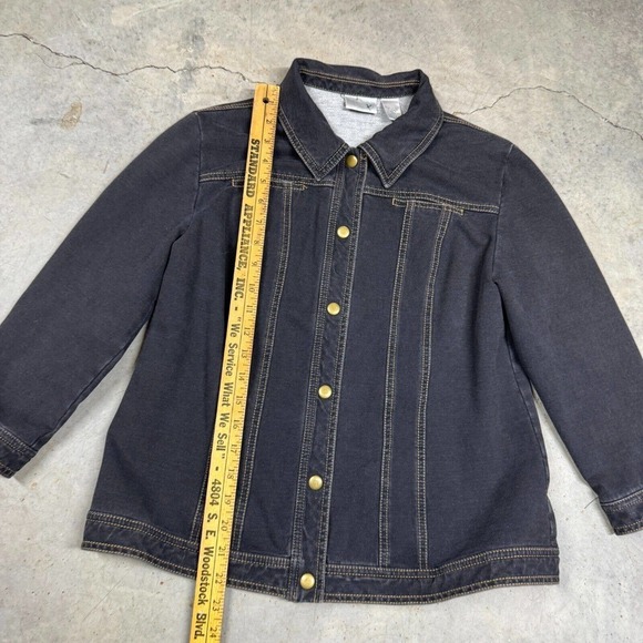 Chico's Zenergy Denim Chambray Button Up Jacket Womens Size 1 Dark Gray - Picture 6 of 6